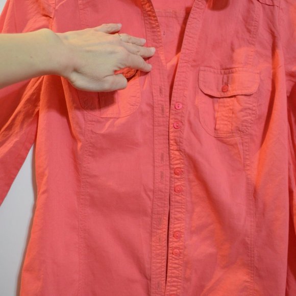 (J)Unnamed Made in India Cotton Coral Button-Down Shirt Women M - Picture 3 of 6